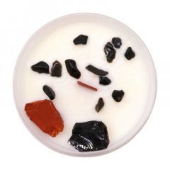 Čakrová svíčka s drahými kameny 1. ČAKRA (černý achát)