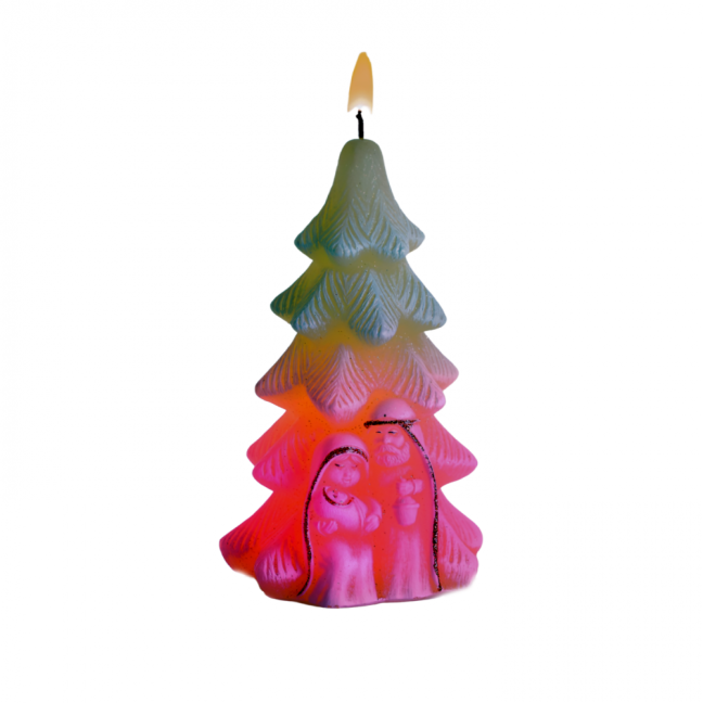 Vánoční svíčka měnící barvy LED STROMEČEK BETLÉM 310 g - Barva: Krémová