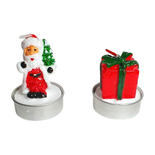 Vánoční dekorativní čajové svíčky v kalíšku Mix 11 vzorů 1 ks - Varianta: světle zelený stromeček