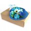 Dárková mýdlová kytice v krabici 6 květin MODRÁ 25cm