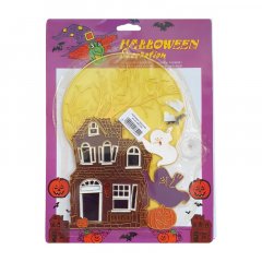 Halloween okenní dveřní dekorace STRAŠIDELNÝ DŮM 22 cm