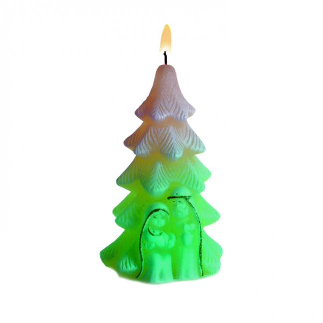 Vánoční svíčka měnící barvy LED STROMEČEK BETLÉM 310 g - Barva: Krémová