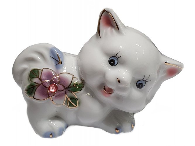 Porcelánová dekorativní figurka KOTĚ 70mm - varianta A
