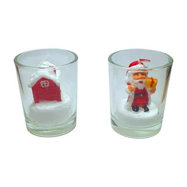 Vánoční dekorativní mini svíčky ve skleničce MIX 1 ks - Varianta: Santa / Mikuláš