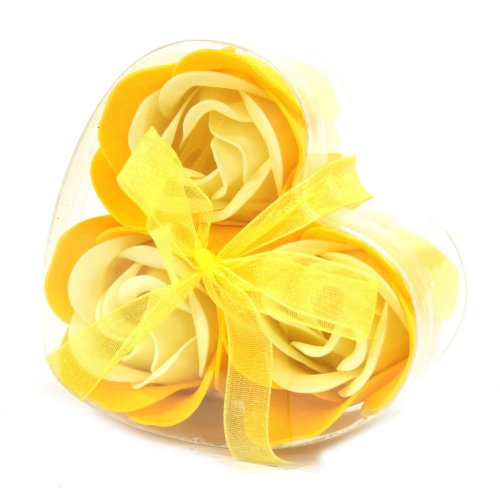 Mýdlové květy v dárkovém balení ŽLUTÉ RŮŽE 3ks