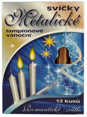Vánoční lampionové svíčky METALICKÉ 95/12mm 12ks