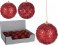 Vánoční dekorace na stromeček - GLITROVANÁ KOULE 8cm - Barva: Červená