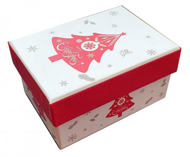 Vánoční dárková krabička červenobílé motivy 75/110mm MIX